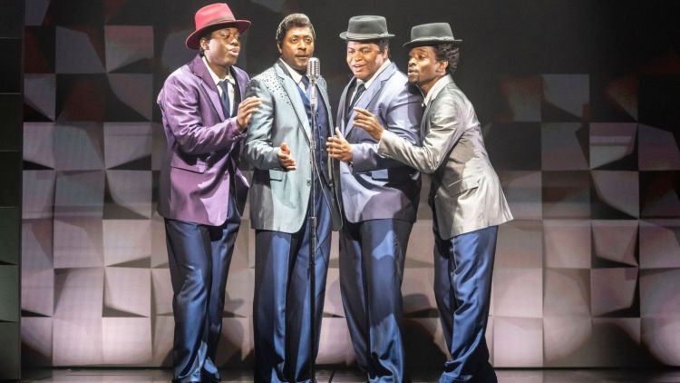 The Drifters Girl. L-R: Tosh Wanogho-Maud, Matt Henry, Tarinn Callender, Adam J Bernard. Photography credit: Johan Persson